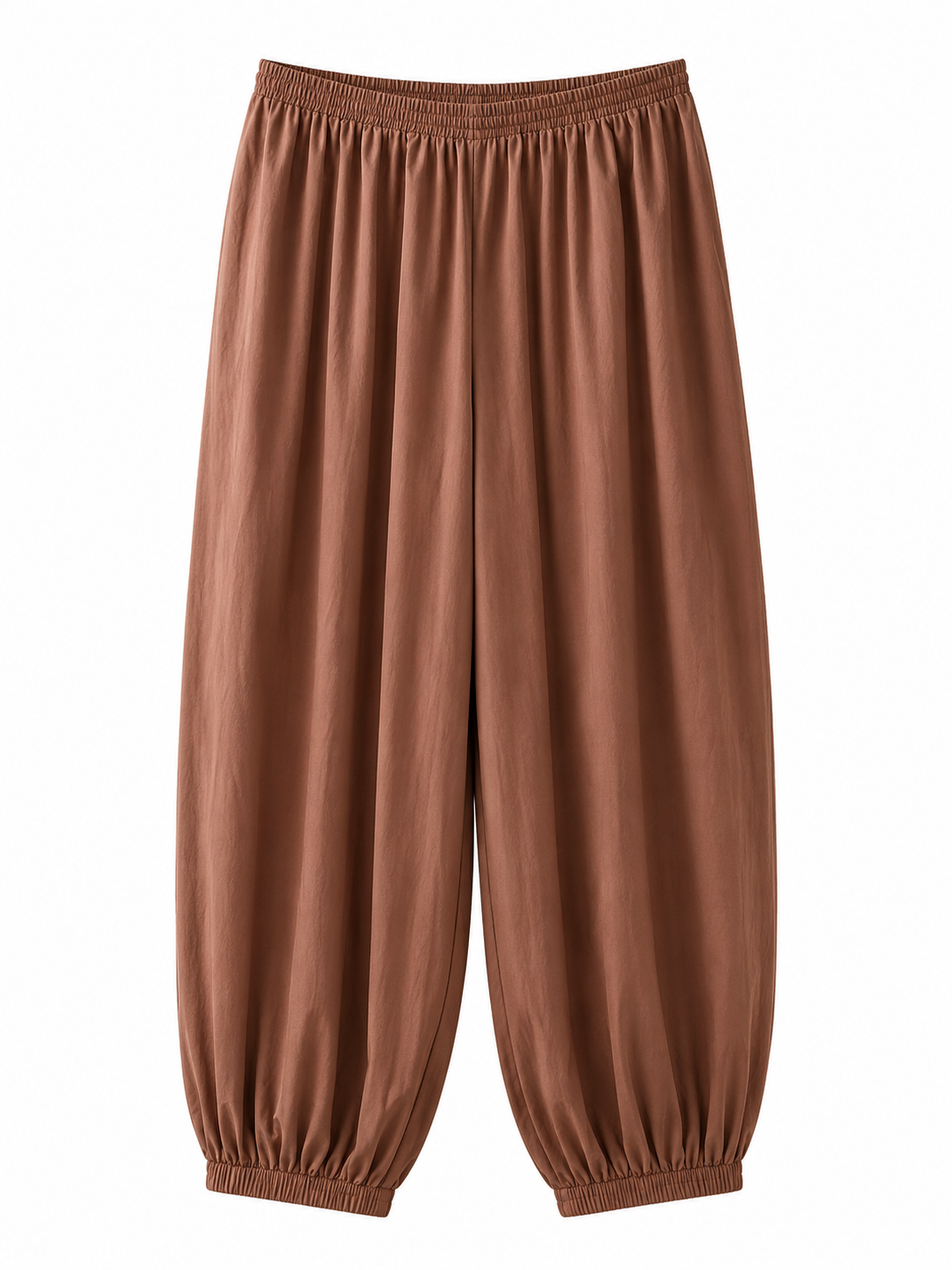 Pantalón Balloon Fit Café de Cintura Elástica