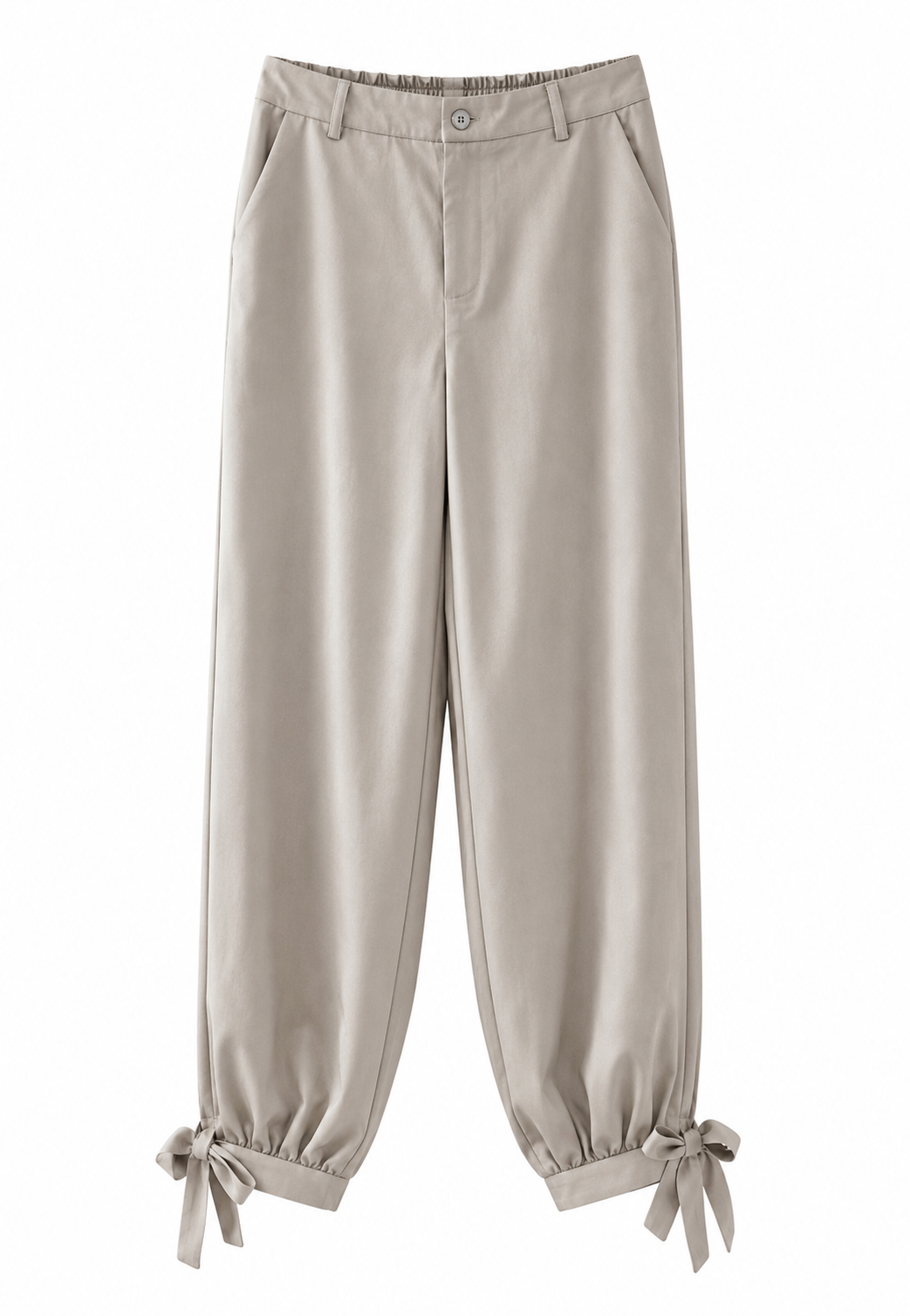 Pantalón satinado ajustado al tobillo con lazo