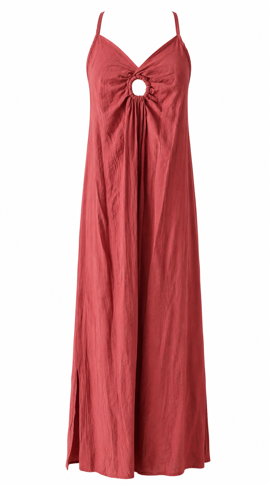 Vestido Largo Fluido con Detalle Frontal