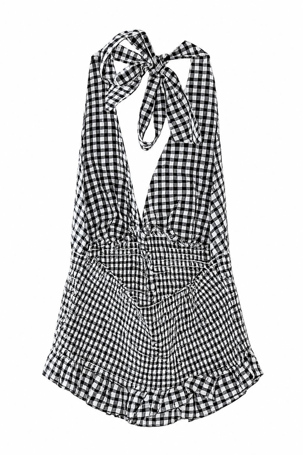 Top estampado a cuadros.