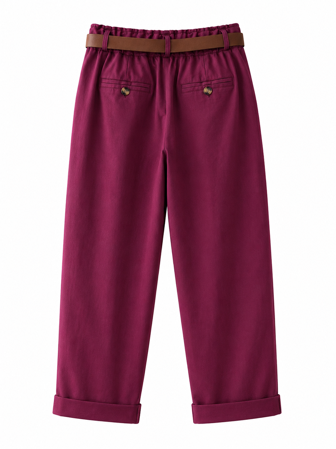 Pantalón Fit con Cinturón Decorativo