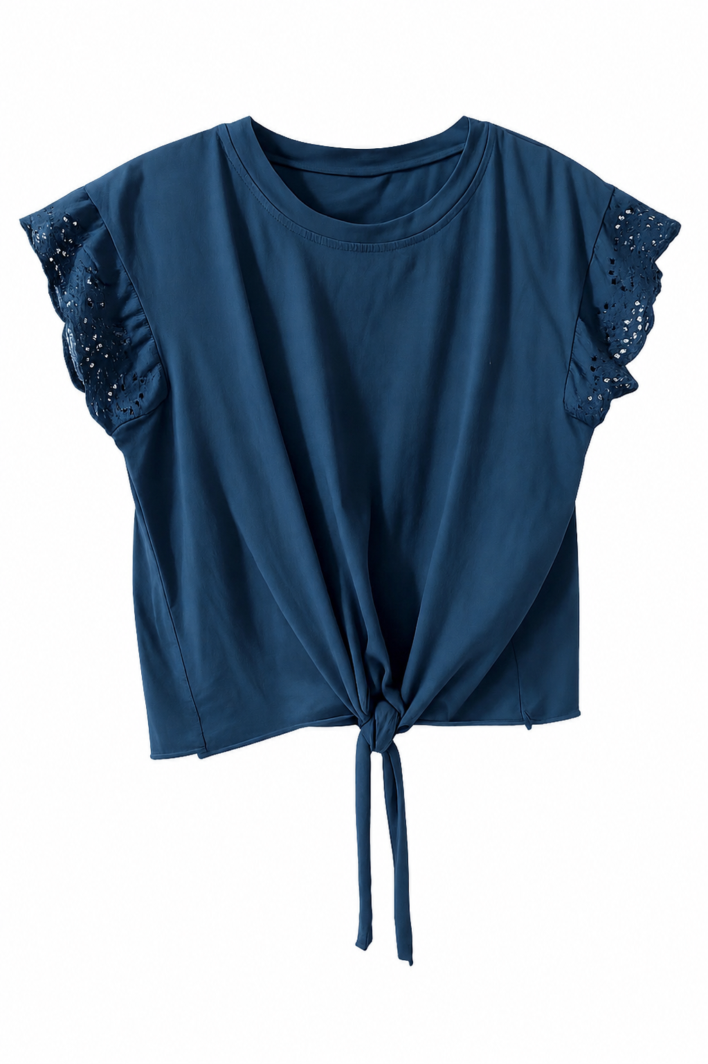 Blusa Verde Oliva con Encaje y Nudo Frontal
