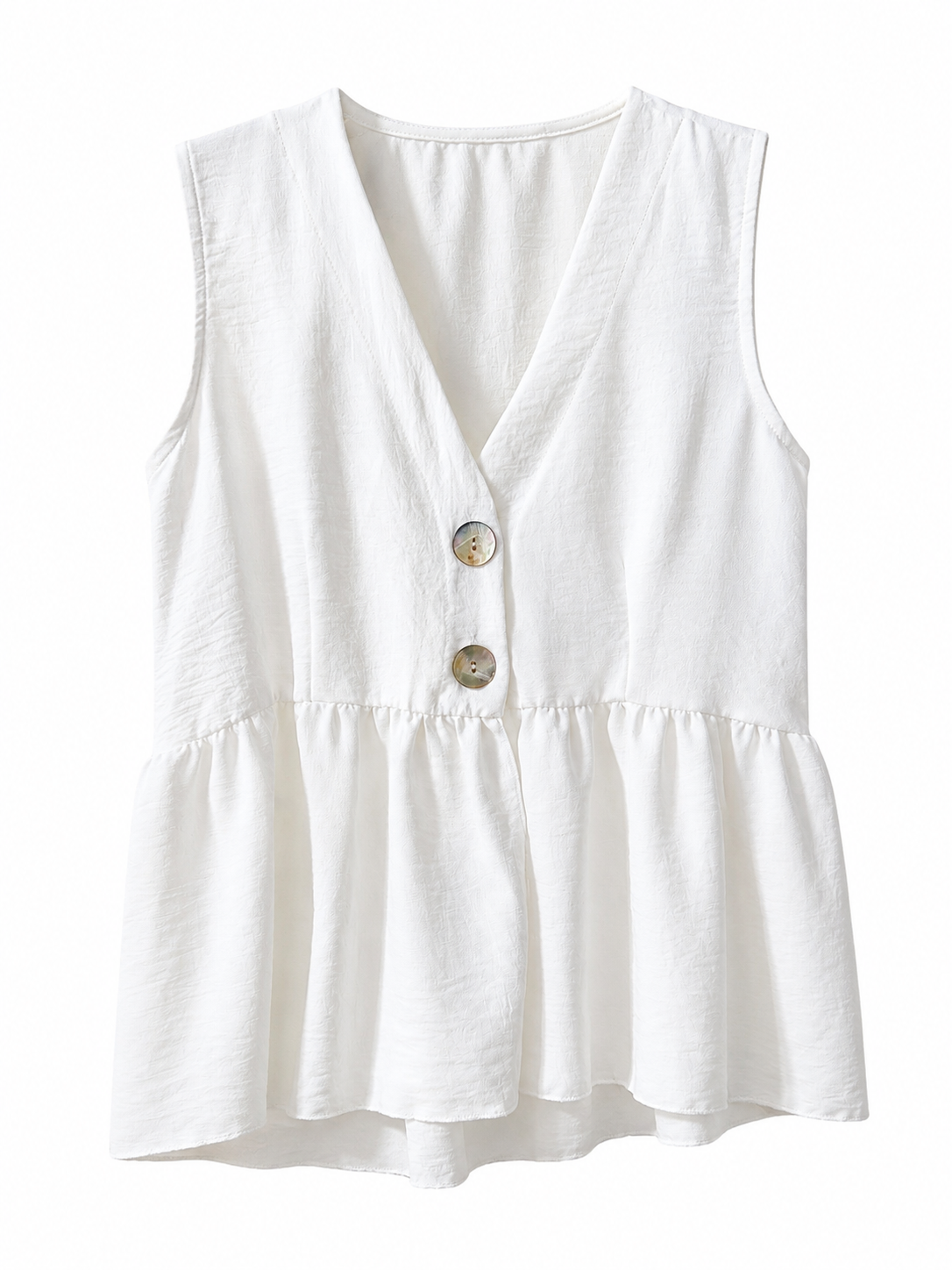 Blusa Peplum Blanca sin Mangas