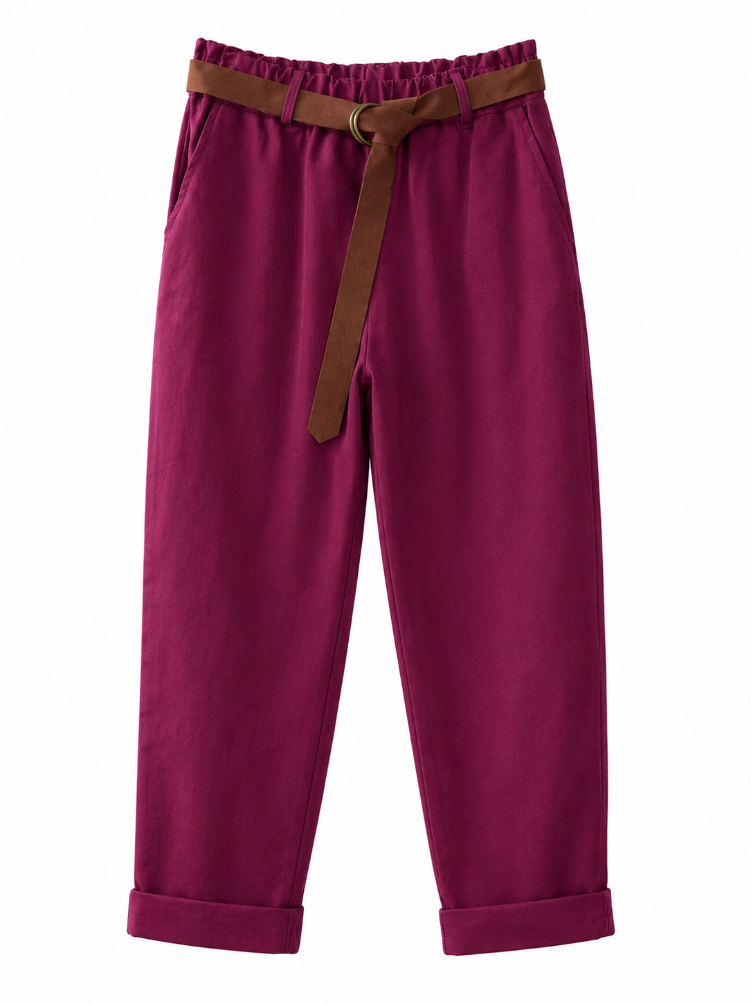 Pantalón Fit con Cinturón Decorativo