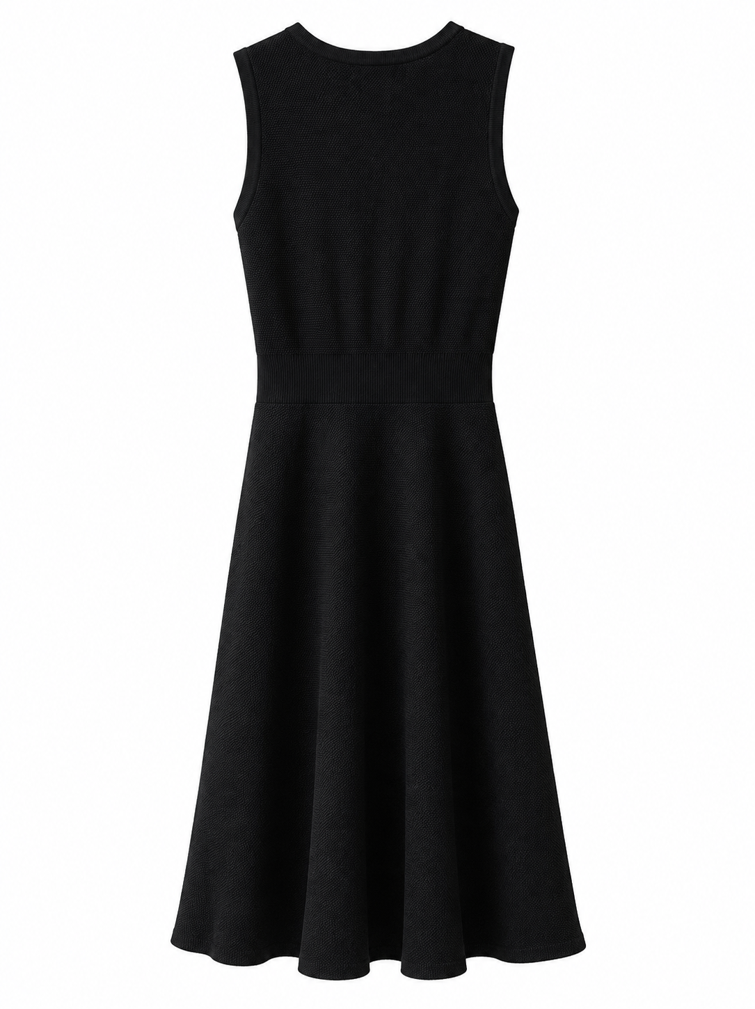 Vestido Midi Negro de Corte Clásico con Silueta Estructurada
