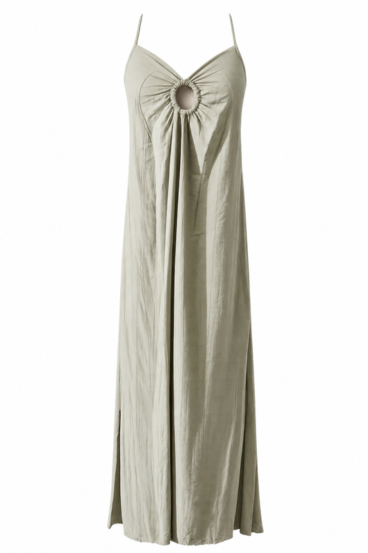 Vestido Largo Fluido con Detalle Frontal