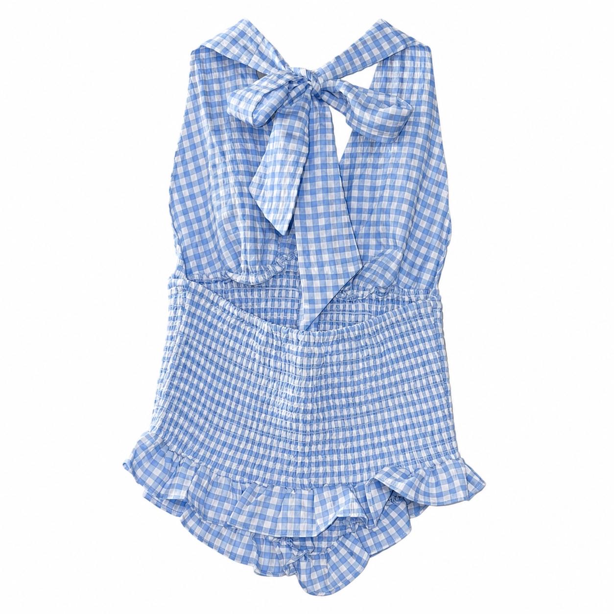 Top estampado a cuadros.