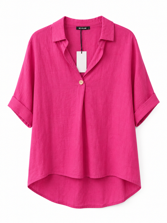 Blusa Oversize Fucsia de Lino con Corte Relajado