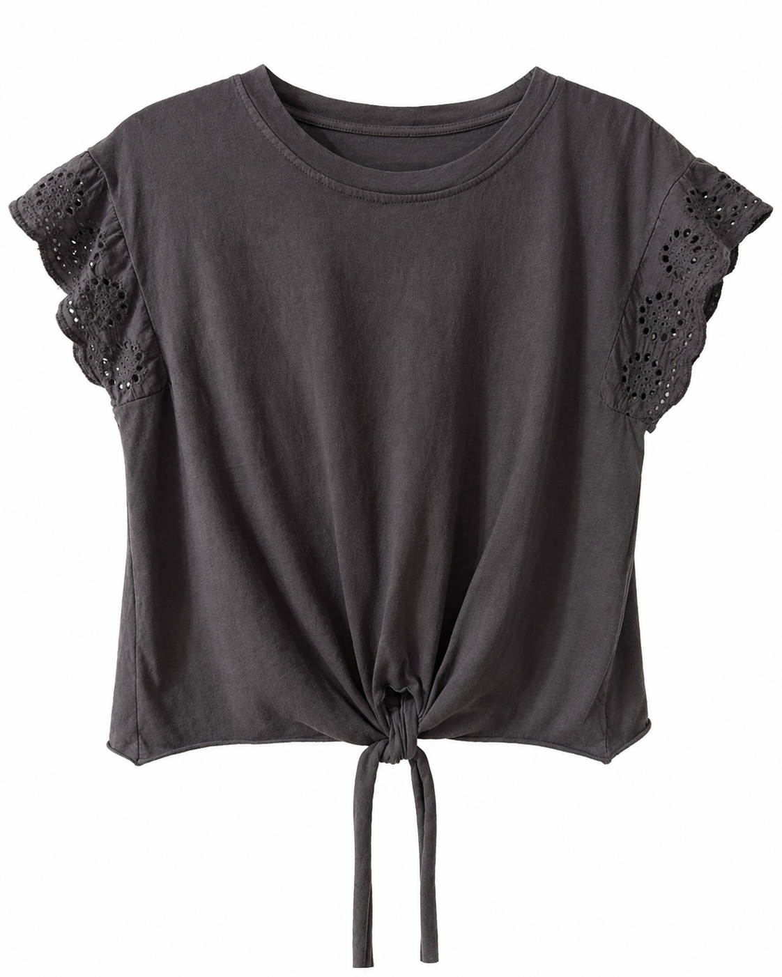 Blusa Verde Oliva con Encaje y Nudo Frontal
