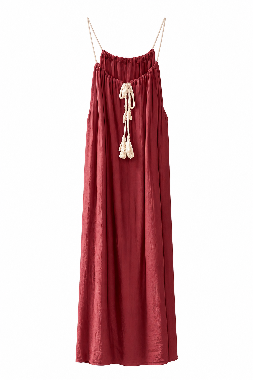Vestido Corto Terracota de Tirantes con Caída Fluida