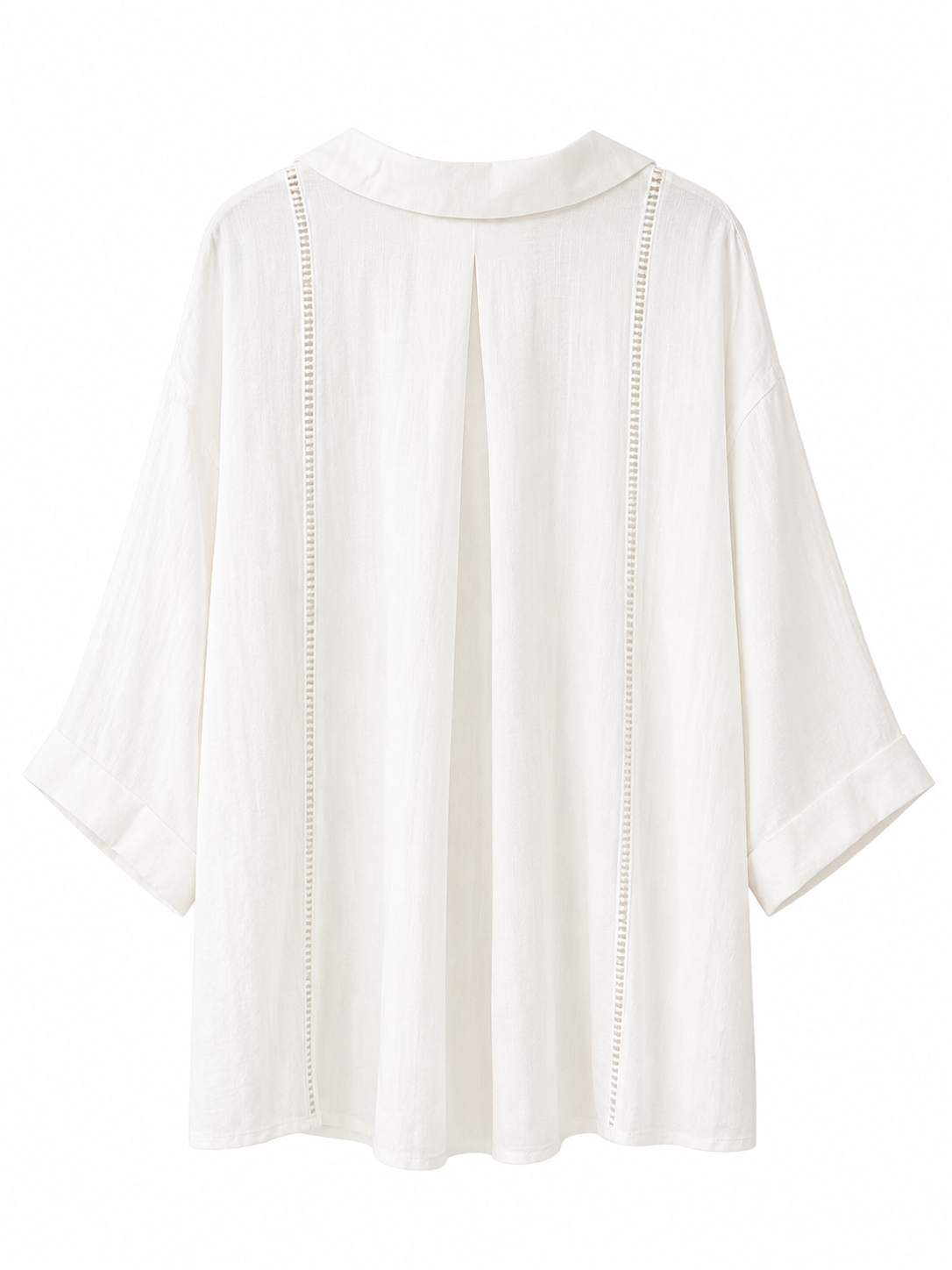 Blusa Oversize Blanca de Lino con Detalles Minimalistas