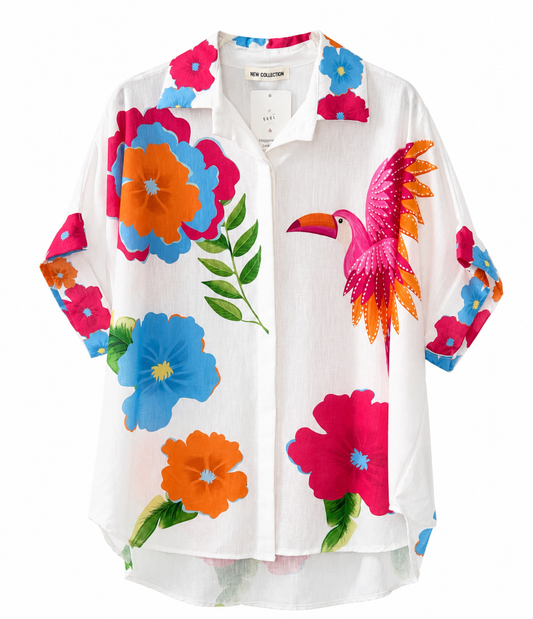 Camisa Oversize Estampada Multicolor Edición Artística