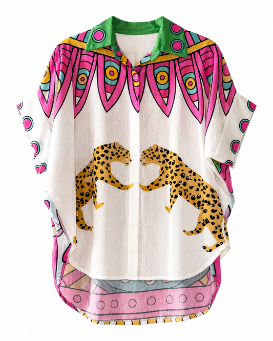 Camisa Oversize Estampada Multicolor Edición Artística