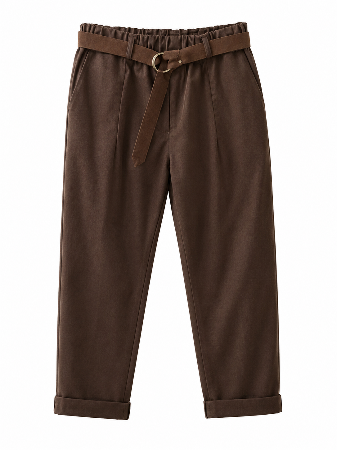 Pantalón Fit con Cinturón Decorativo