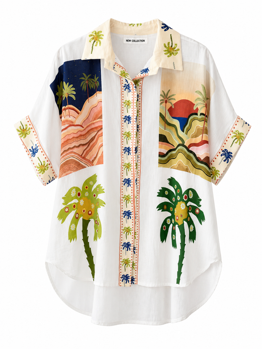 Camisa Oversize Estampada Multicolor Edición Artística